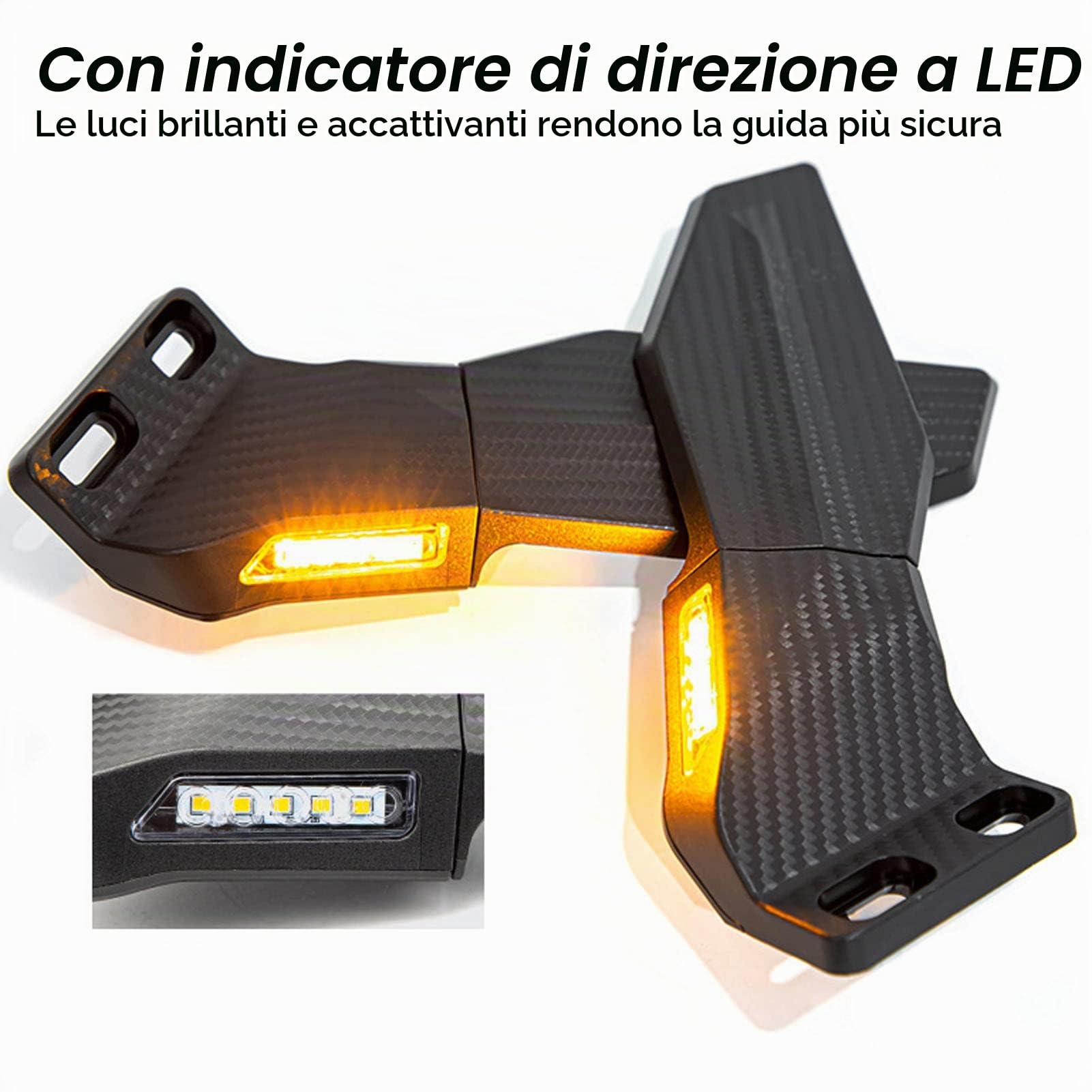 Specchietti Retrovisori Laterali Moto, Specchietti Laterali Girevoli Regolabili con Indicatore di Direzione a LED, Facile Installare, Sostituzione per ZX10R ZX6R ZX636 2019‑2022