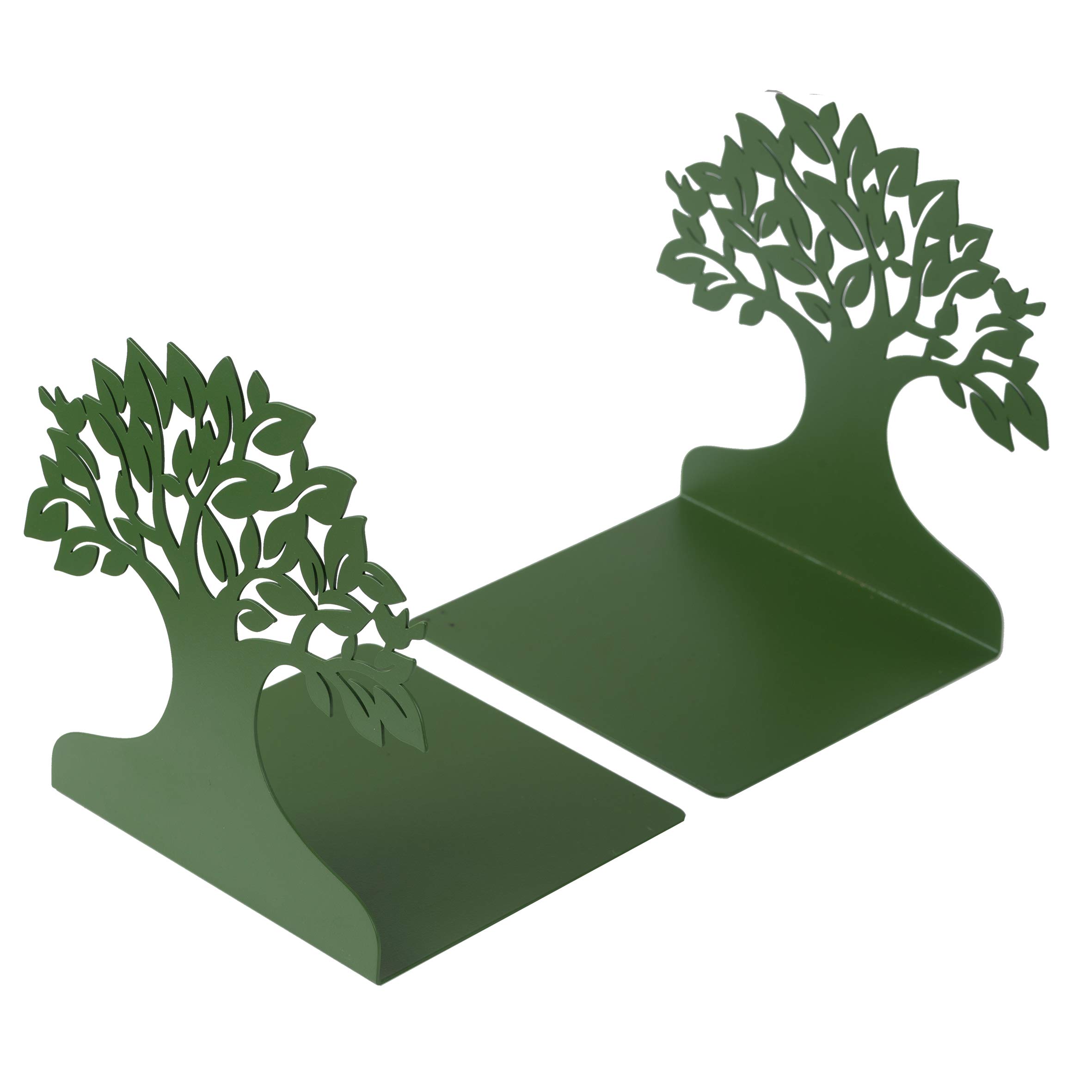 Baroni Home Fermalibri Albero Verde 15x6x16 cm 2 Pezzi
