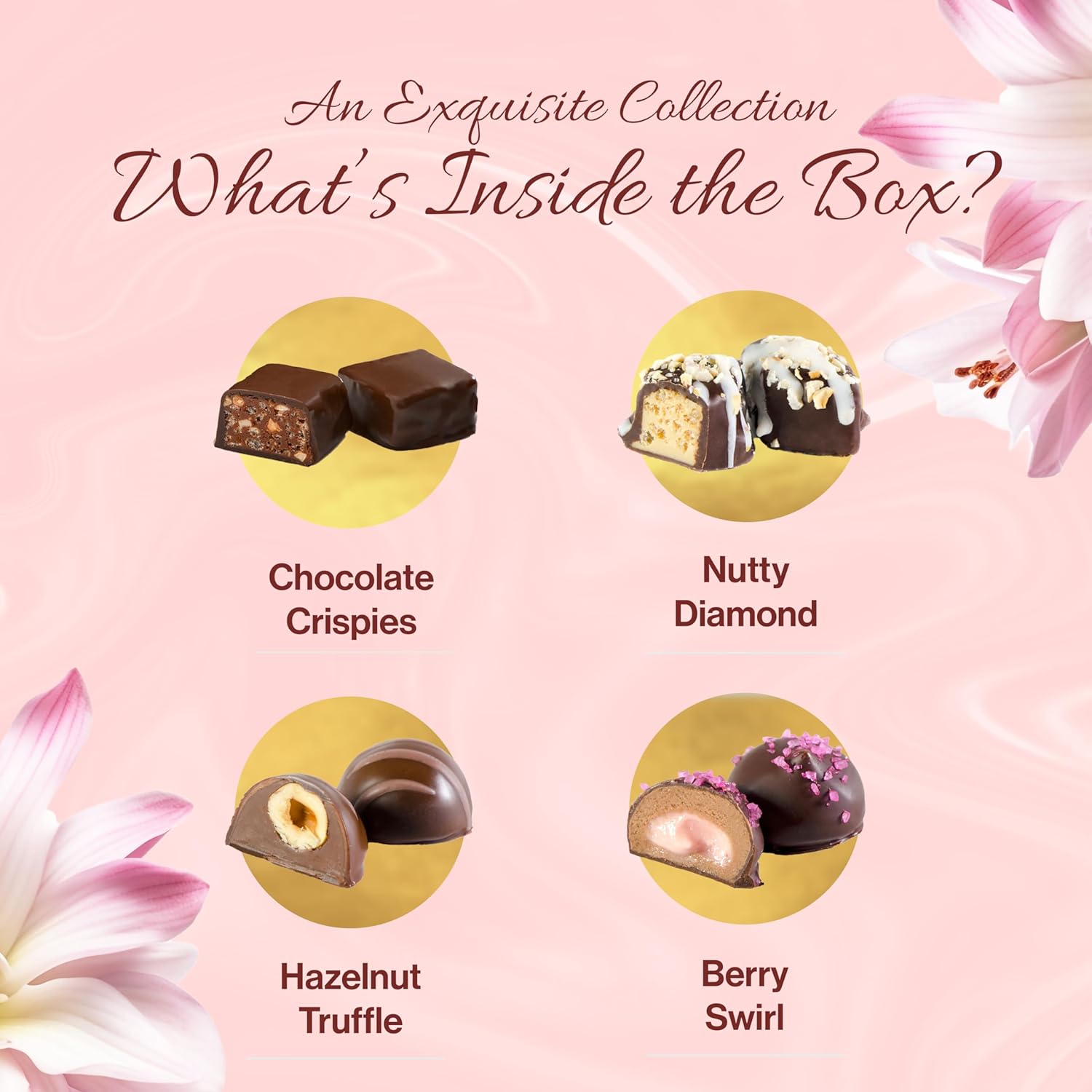 Premium Chocolate Gift Box for Mom – Kosher Dairy Free Candy Gifts for Mother’s Day – 16-Piece Assorted Chocolates in Elegant Packaging