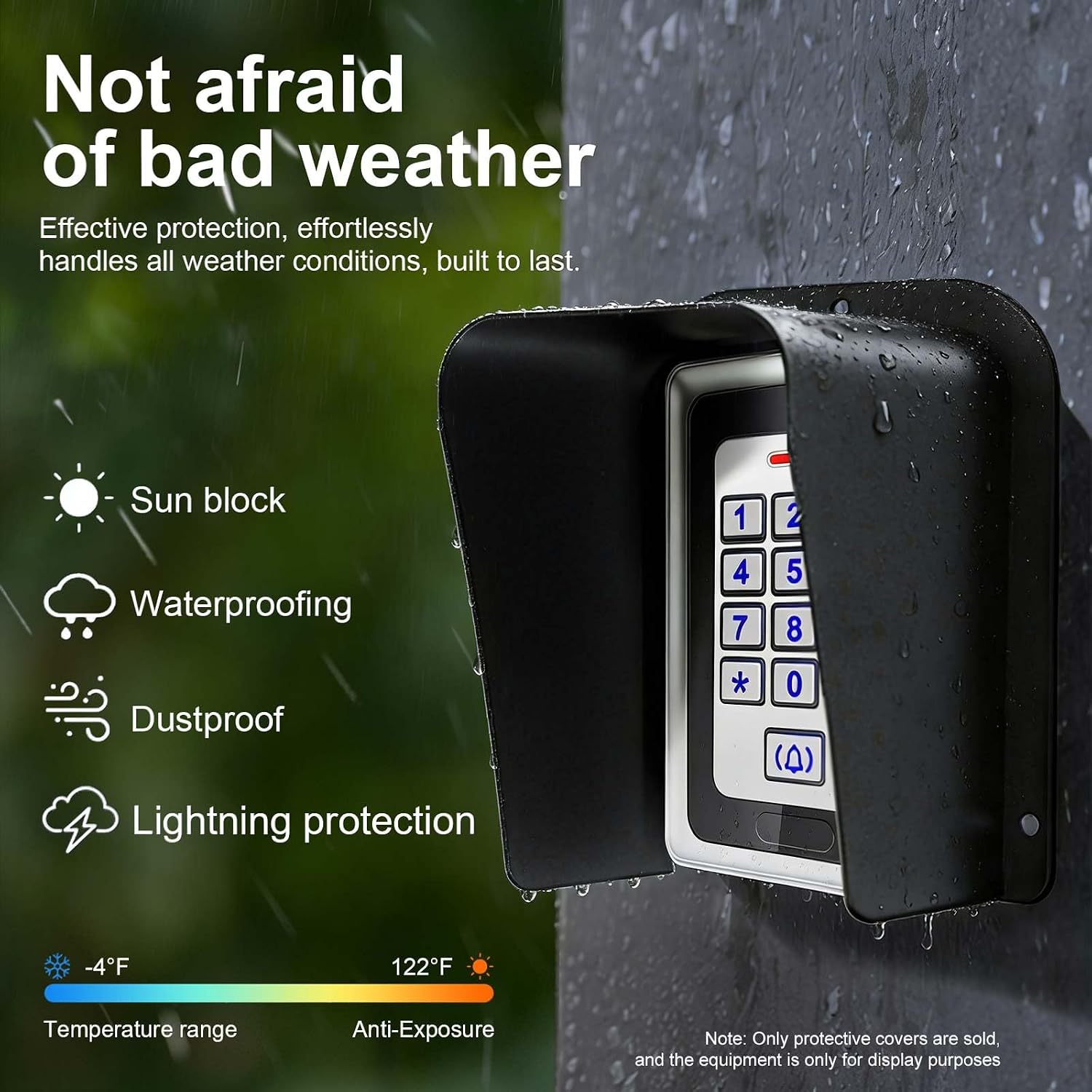 Doorbell Rain Cover Black Metal Cold Rolled Steel Shell Protector for Doorbell Video Doorbell Electronic Access Control Cover Outdoor Keypad Shield