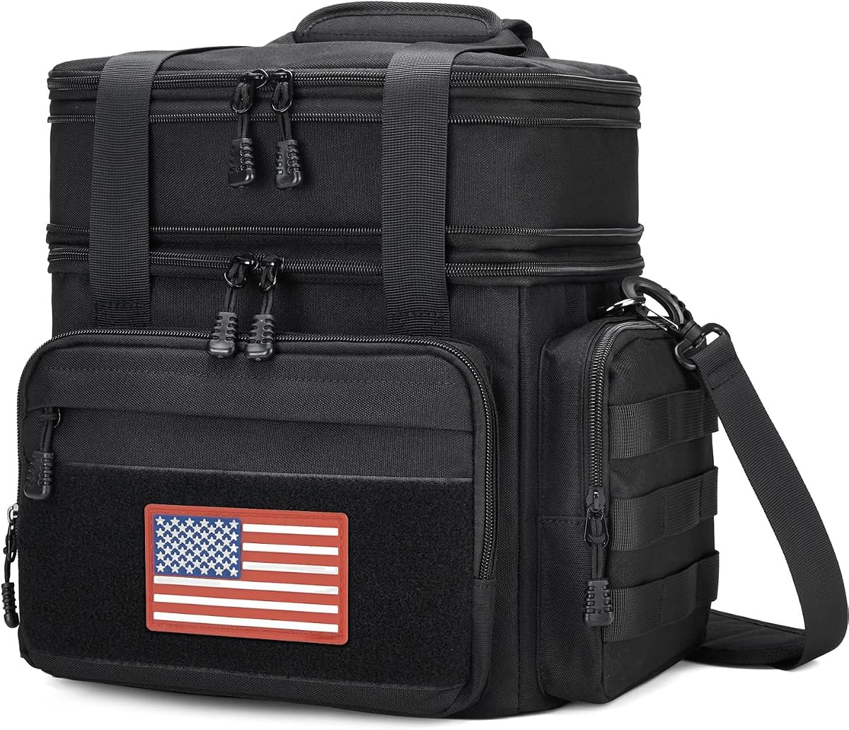 Gafetrey Fiambrera táctica para hombres, bolsa de almuerzo aislada para adultos, lonchera térmica a prueba de fugas, bolsa térmica impermeable, cubo de almuerzo grande para el trabajo, oficina, camping, viajes (negro)