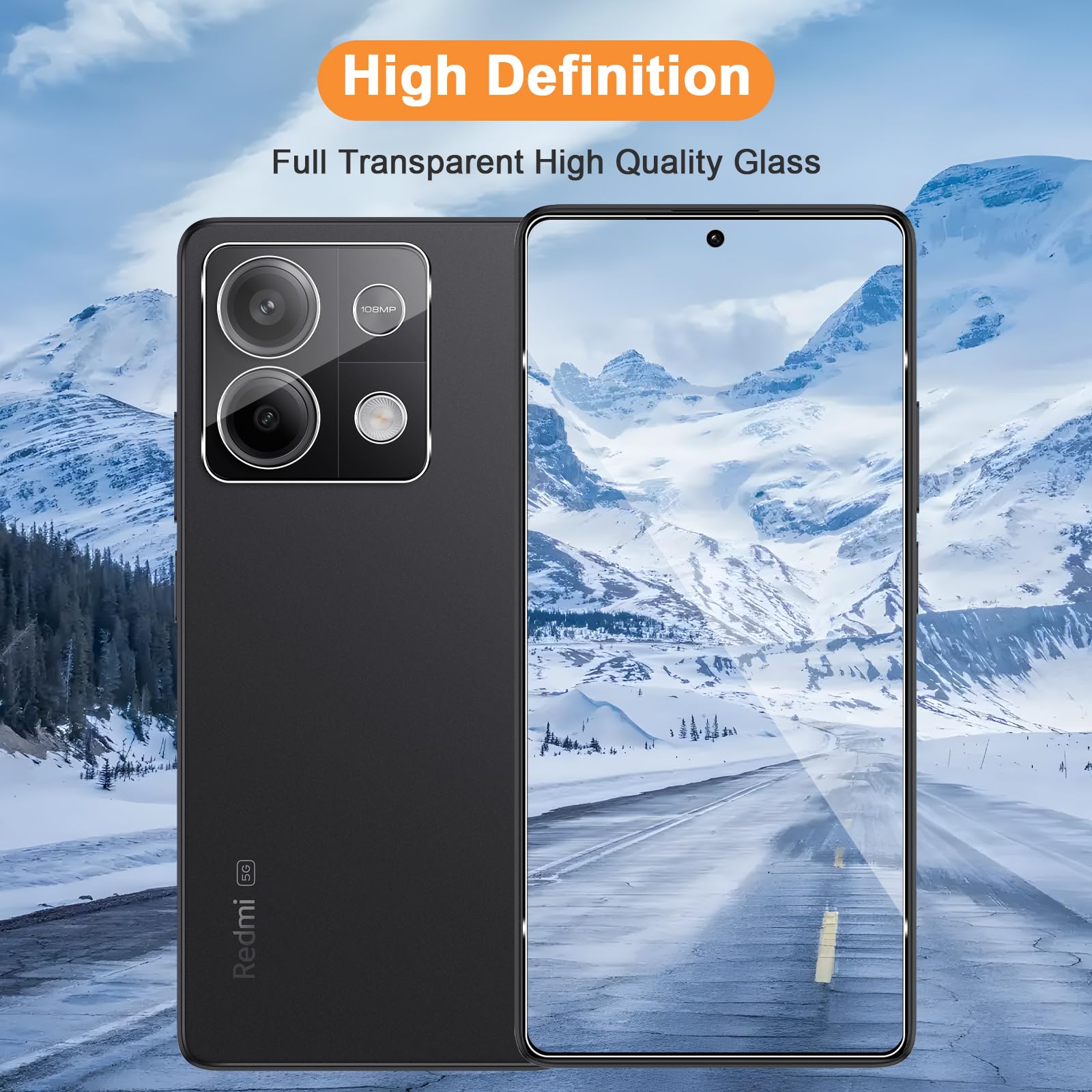 Aerku Pellicola Vetro Temperato per Xiaomi Redmi Note 13 Pro 5G, con Protezione Lente Fotocamera [2+1 Pezzi], 0,33mm Ultra Trasparente [Durezza 9H Anti Graffi] Protezione Schermo Pellicola Protettiva