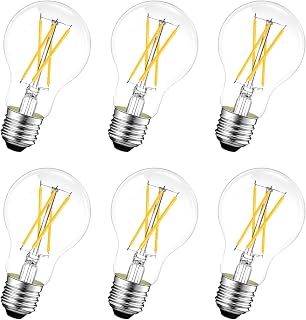 A19 E26 LED Light Bulbs 60 Watt Equivalent, Dimmable Edison Bulbs 5000K