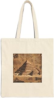 توتي باج - شنطة قماش بتصميم الهرم الأكبر ونقوش مصرية قديمة – مستوحاة من عظمة الحضارة المصرية القديمة Great Pyramid & Ancient Egyptian Inscriptions Tote Bag With Zipper-779