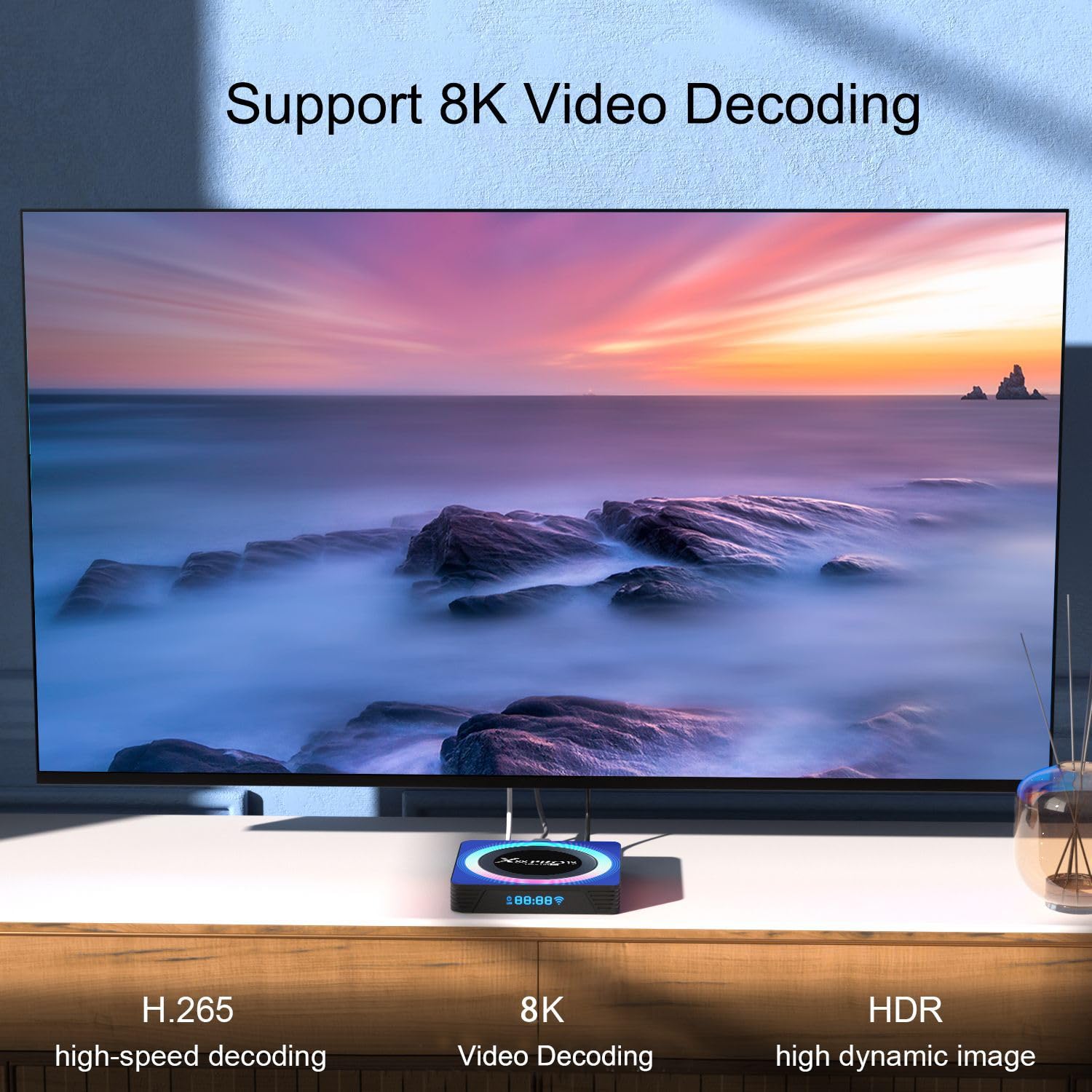 CHROX Boîtier TV Android 13.0, X88 Pro 13 4 Go De RAM 128 Go ROM RK3528 Quad-Core Prise en Charge Wifi6 2,4 Ghz/5,0 Ghz 4K HD BT 5.0 H.265 Smart TV Box avec Mini Clavier sans Fil,4gb+64gb