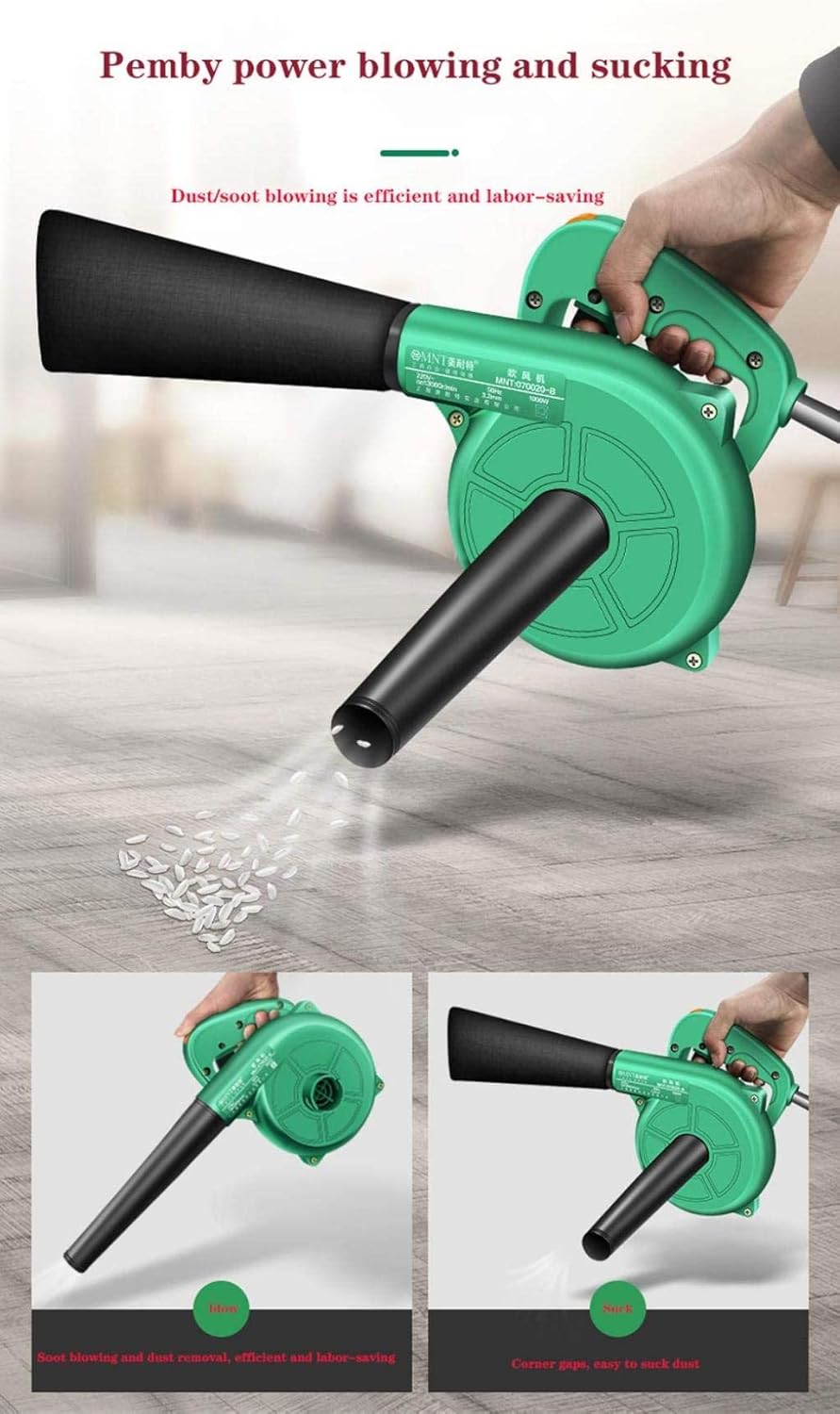 Cordless Leaf Blower Cordless Leaf Blower with High Power for Grass or Leaf Cleaning in Paddock Handheld Cordless Blower Green (Green)