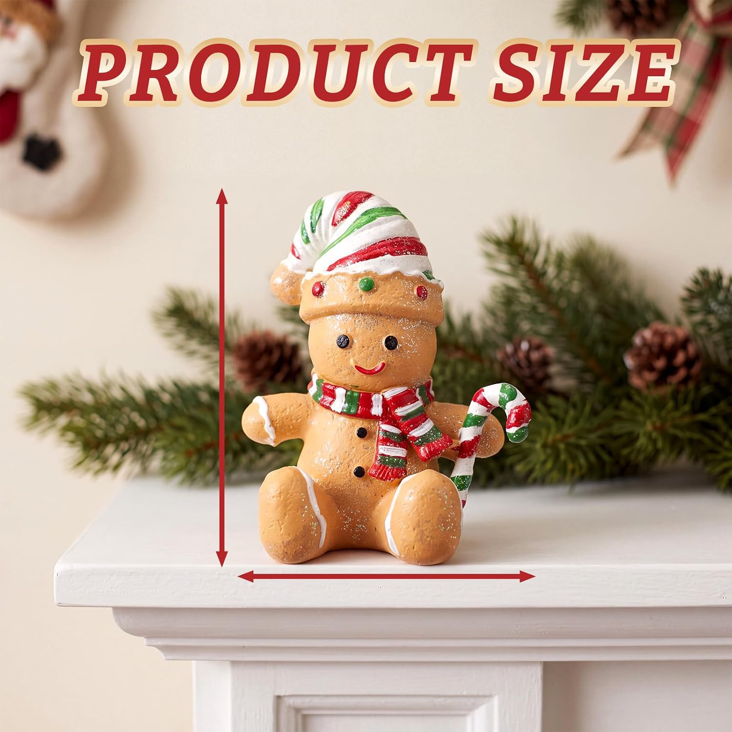 Wonderjune 6 Pcs Christmas Stocking Holders for Mantle, Gingerbread Man