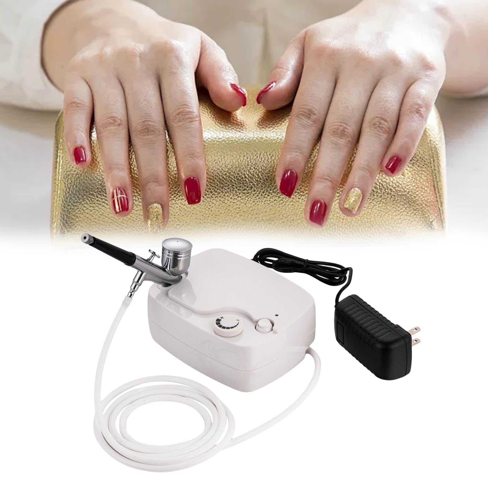 Aérographe Portatif Compresseur Kit Aérographe Ensemble Mini Aérographe Fonction Polyvalente Matériau Métal Facile à Nettoyer Utilisatio, Blanc