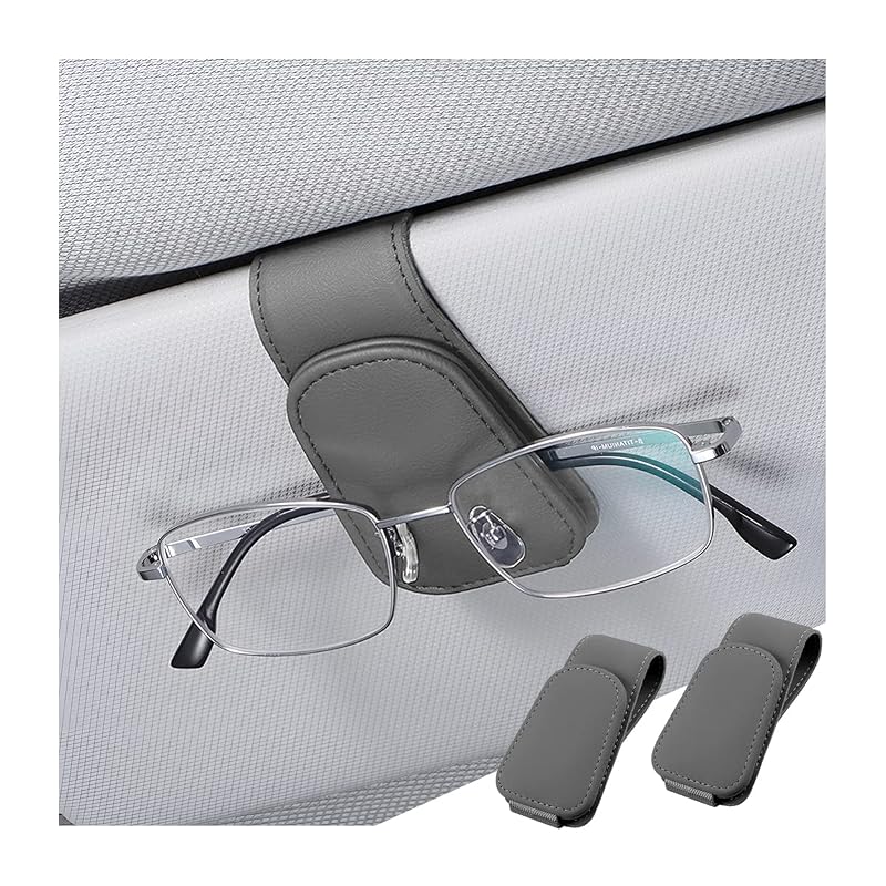 Suportes Magnéticos para Óculos de Sol para Para-Sol zipelo em Couro Sintético Cinza Kit com 2
