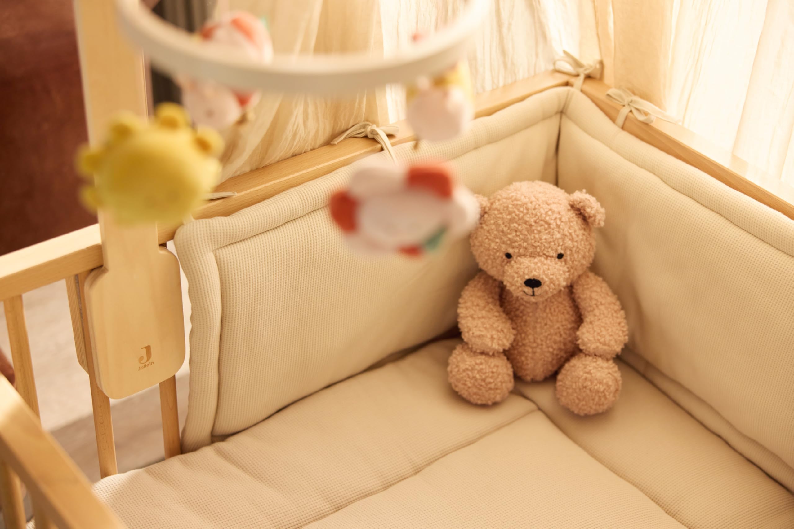 Jollein Tapis de parc - Little Waffle - 100 x 100 cm - Light Terra/Sand - fond de parc - 95% coton 5% élasthanne - certifié OEKO-TEX - ultra doux - tapis d’éveil bébé