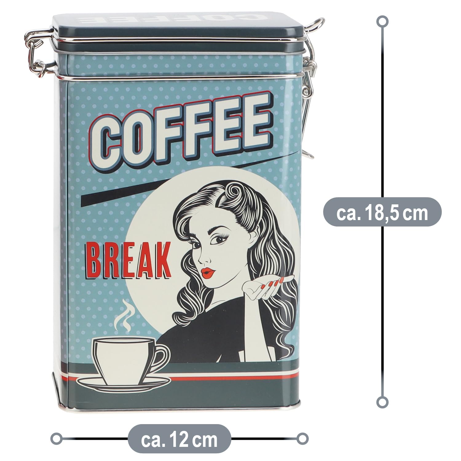 com 4x four® contenitore in metallo, scatola per caffè con coperchio | contenitore in metallo stile retrò per alimenti[assortimento variabile]