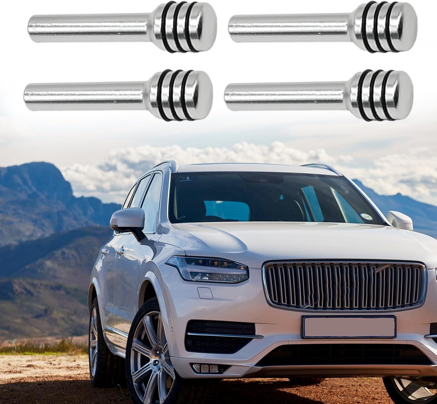4Pcs Car Door Lock Knobs Aluminum Alloy Inner Door Lock Pull Pins 0.47" X 1.93" Silver Door Lock Knob Pins Cover for Most Universal Car Truck SUV
