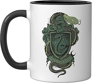 Slytherin Snake Crest Ceramic Mug, Black/White