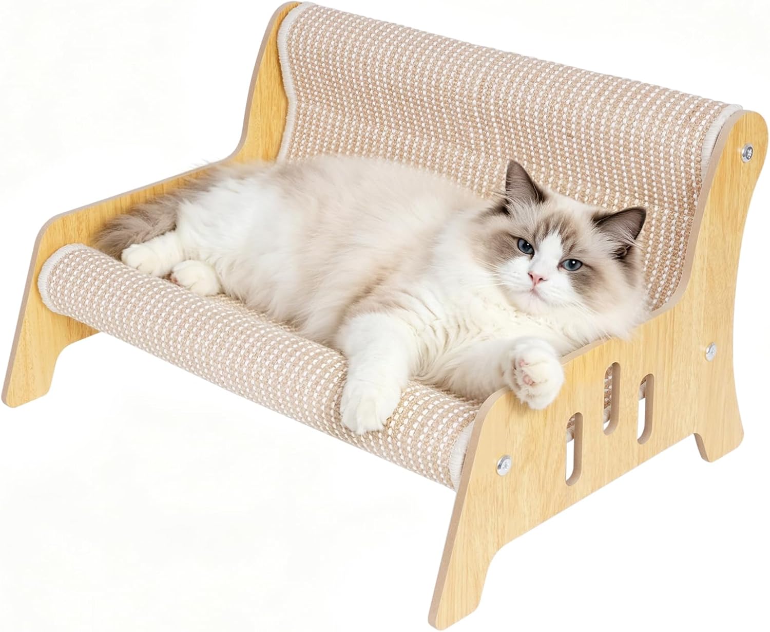 Large Sisal Cat Scratcher Sofa for Indoor Cats, Durable Cat Couch Furniture | Mess-Free No Shedding Cat Scratcher Bed, Multi-Functional Lounge for Scratching & Playing, Easy Assembly, Protects Furniture