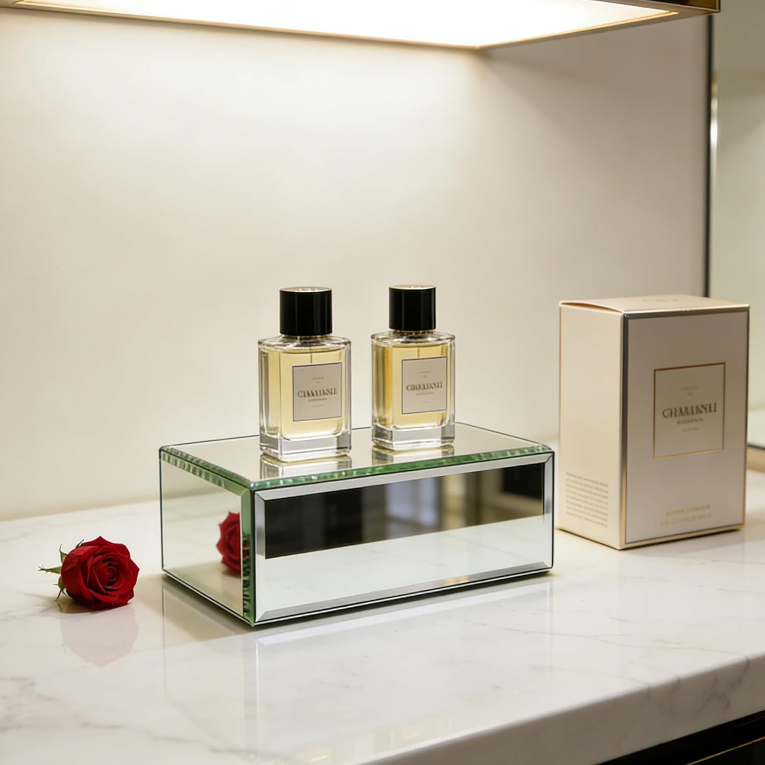 FixtureDisplays® 10.25x4.25x3.5" Rectangular Glass Mirror Risers 6 Sided 11926-1