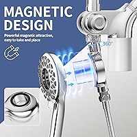 Vista 2 de SINGSUO Filtered Rain Shower Head with Handheld Spray Combo, High Pressure Dual Shower Head with Filter for Hard Water, Modern Magnetix Double