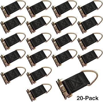 E Track Tiedown Adapter Strap 3,500 lb.Cap - 20 Pack Tie Downs