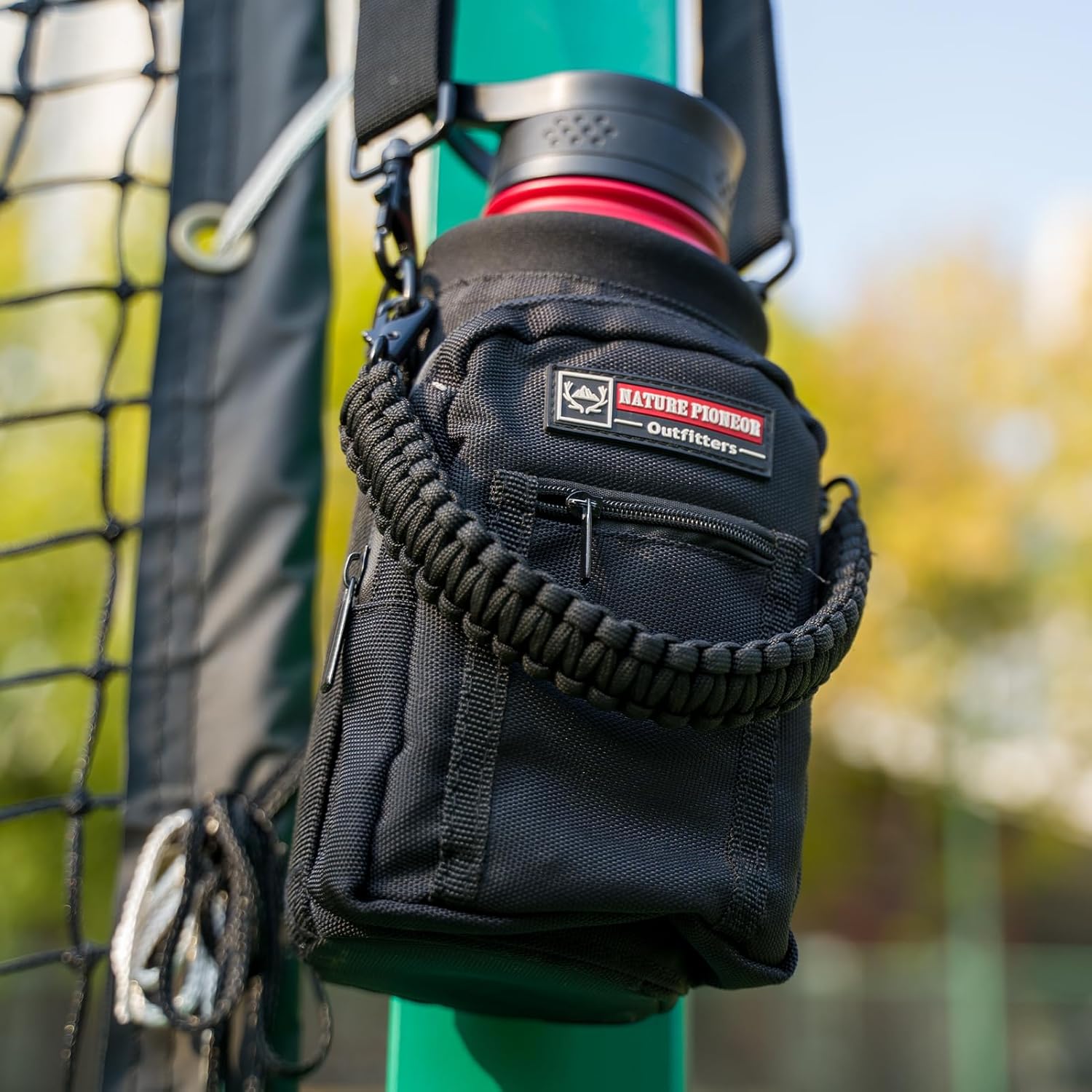 NATURE PIONEOR Water Bottle Holder with Adjustable Strap - 25/32/40oz Insulated Water Bottle Carrier Sling Sleeve with Paracord Handle & 2 Storage Pockets, Hiking, Camping, Gym - Image 7