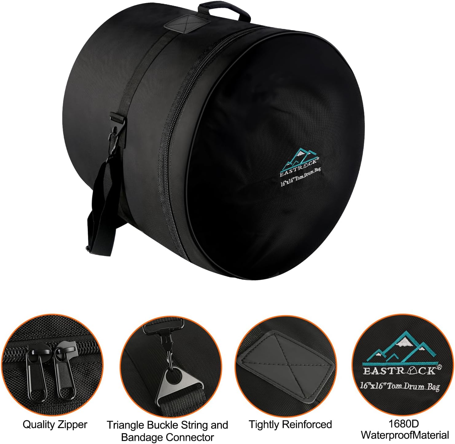 EASTROCK 16" x16" Floor Tom Drum Bag, Tom Drum Cases 15 mm Thick Padding image 3