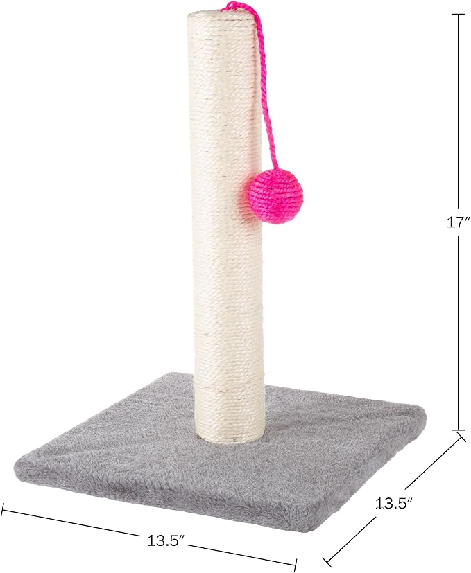 Rascador para Gatos de 17 Pulgadas - Sisal y Alfombra con Juguete en Bola Rosa Brillante miniatura 6