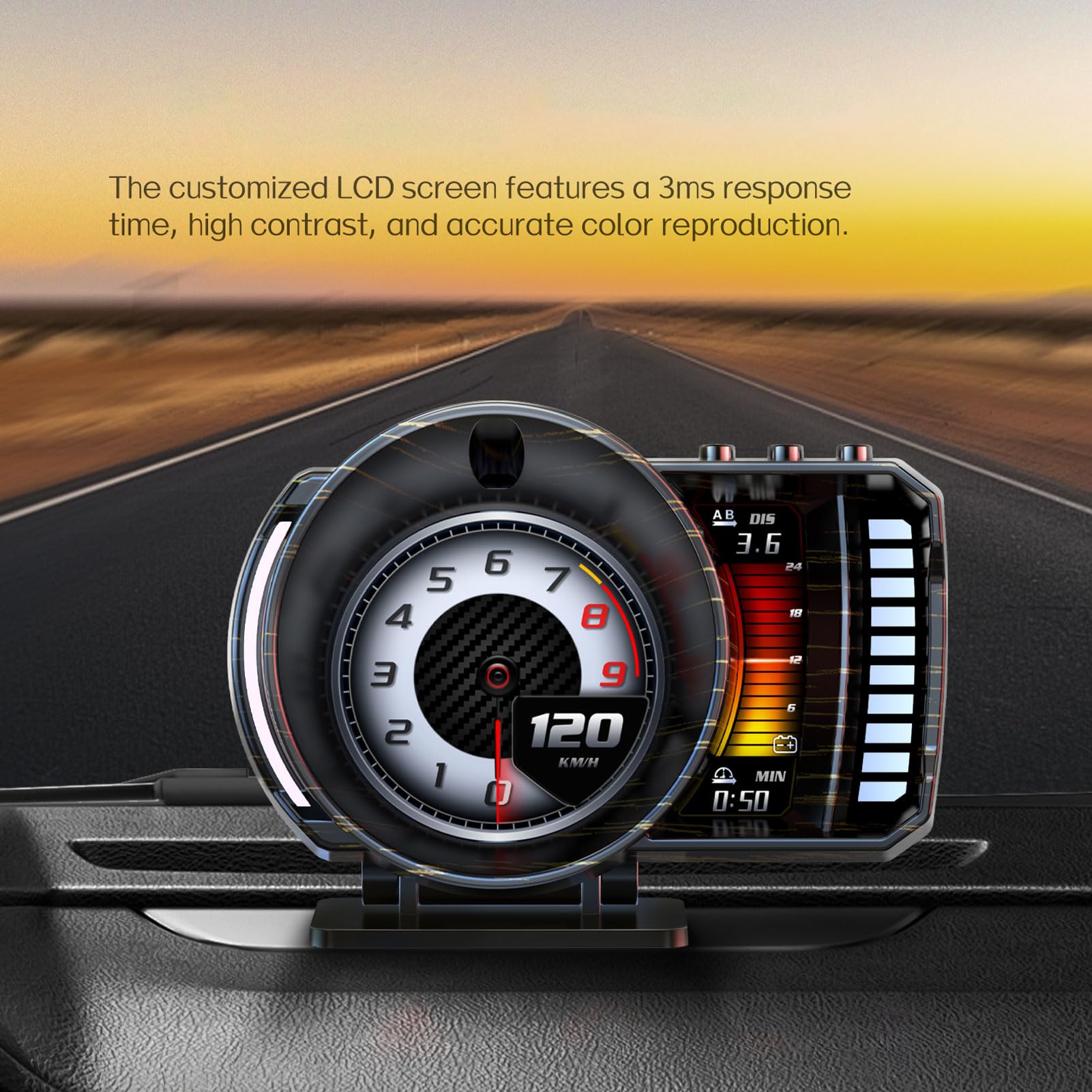 Shkalacar Compteur de Vitesse GPS OBD à Affichage Tête Haute pour