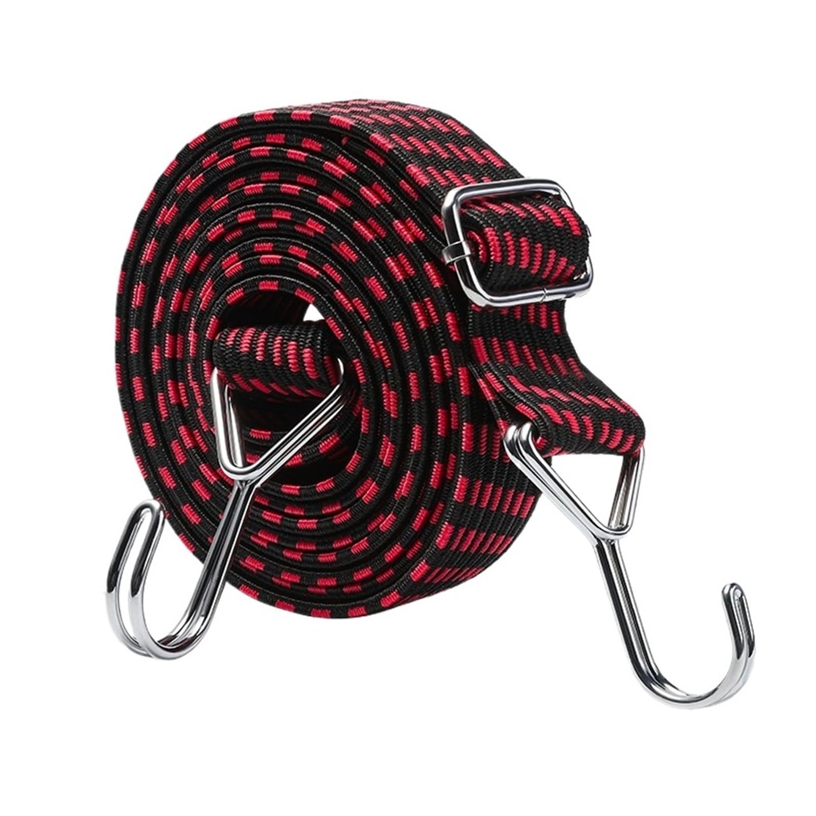 Paquete de 5 Cuerdas elásticas con Ganchos, Correas elásticas de 1 a 5 m de Largo, for Equipaje, Camping, portaequipajes y mudanzas.(4m Red)