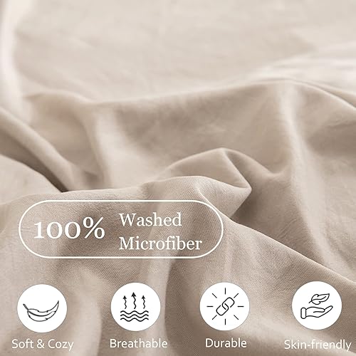 Miniatura 7 de Juego de edredón de tamaño King, estilo bohemio, color marrón topo, para todas las estaciones, súper suave, cómodo, esponjoso, de microfibra, color