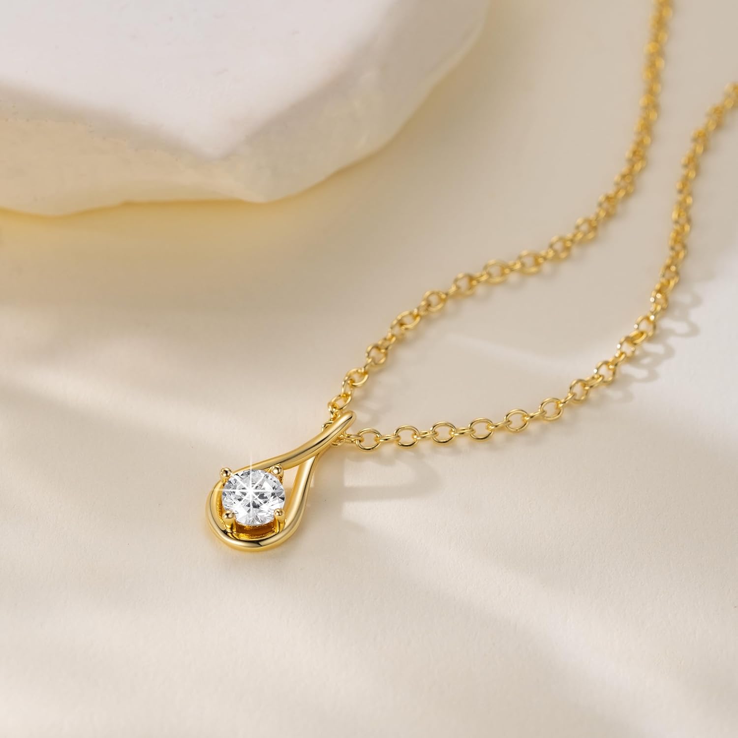 14K Gold Necklaces for Women Gold Pendant Necklaces for Women Trendy Unique Mobius Loop with a Cubic Zirconia O-Chain for Womens Infinity Necklace with Pendant - Image 3