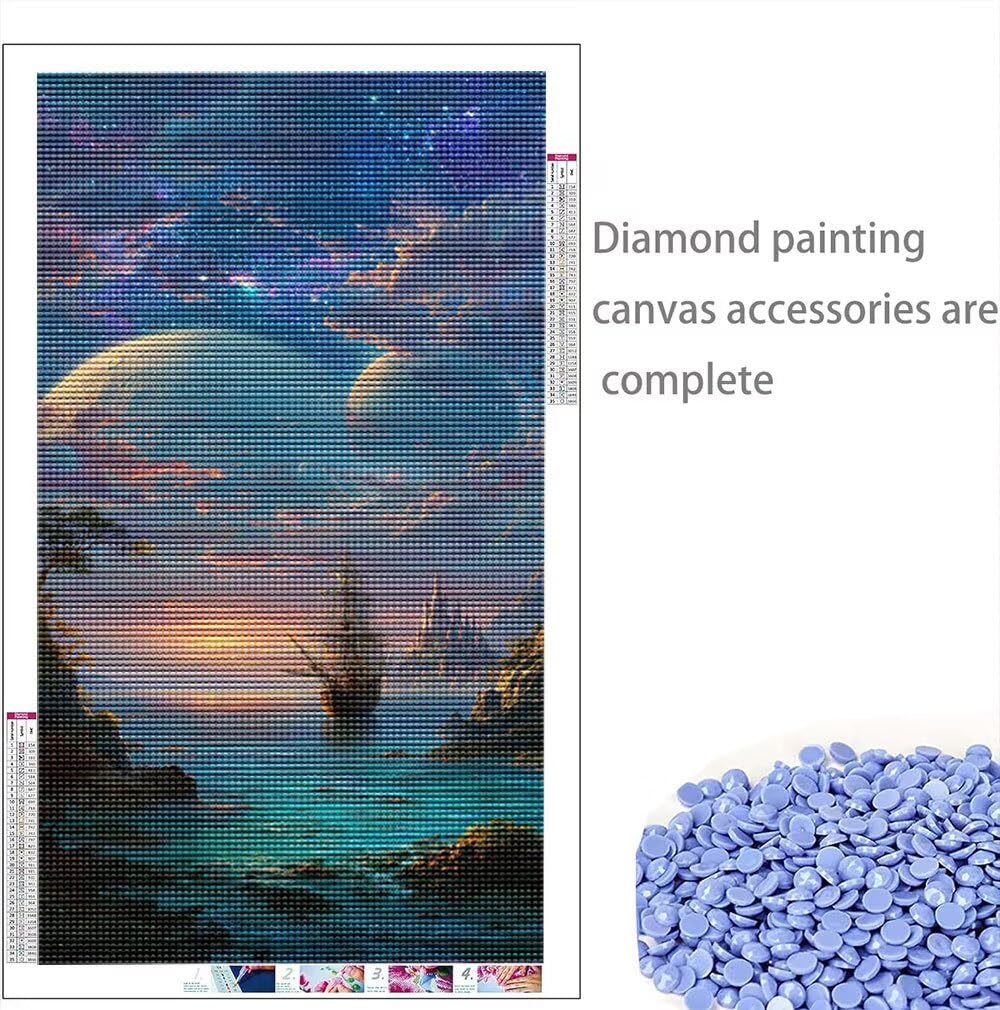 5D Diamentowe Malowanie Dorośli Duży Rozmiar 50x100cm, Planeta Łódź DIY Obraz Diamentowy Dla Dorosłych Pełny, Zestaw Diamentowy Sztuka Dla Dzieci, Kryształ Haft Ścieg Krzyżowy Wystrój Domu Lgl8-129