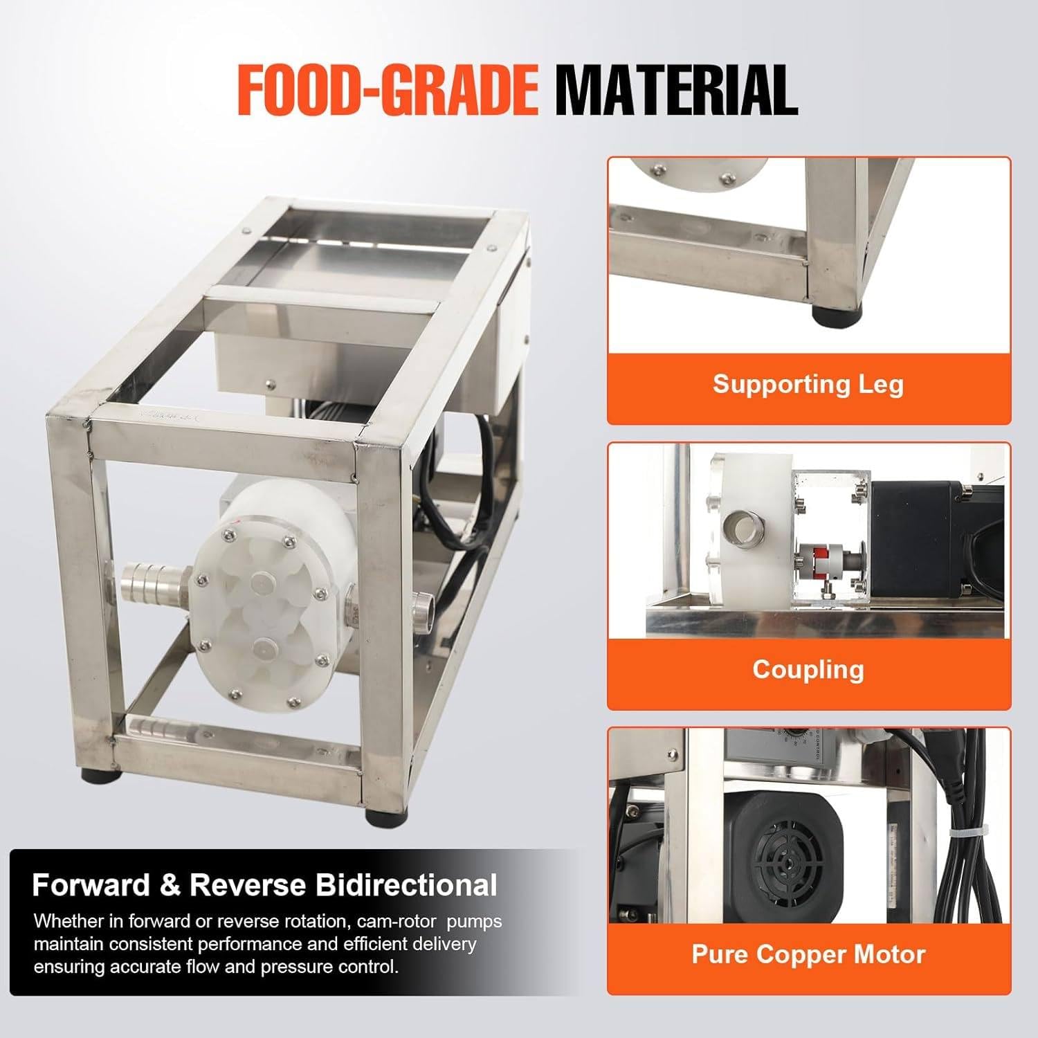 Bomba de Transferencia para Líquidos Alimentarios Viscosos 6-10 L/min - Bomba Eléctrica de Miel y Pasta con Engranajes y Velocidad Ajustable - Equipo de Bombeo con Tubo de 3 m