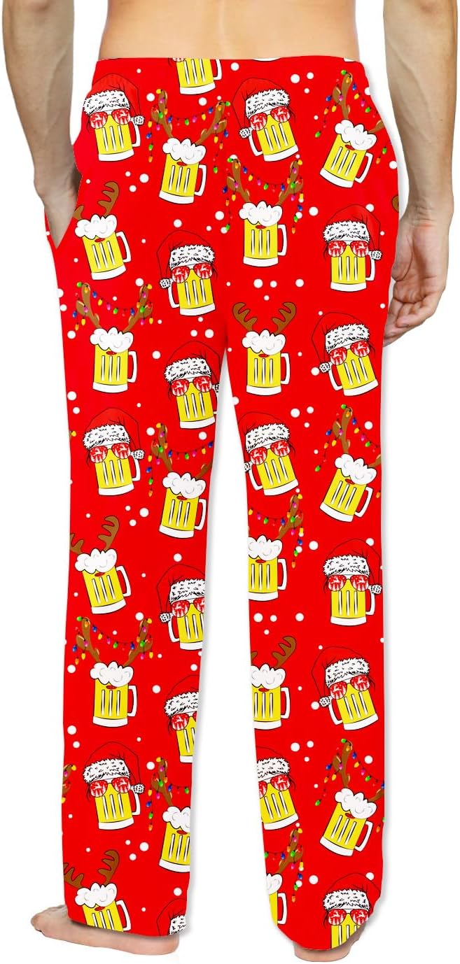 Mens Christmas Halloween Pajama Pants Sleep Bottoms Pj Pants with Pockets - Image 2