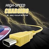 Vista 5 de HEATFUN Cable de carga USB C amarillo para Switch, MacBook, Pixel C, LG Nexus 5X G5, Nexus 6PP9 Plus, One Plus 2, Sony XZ y más, carga rápida