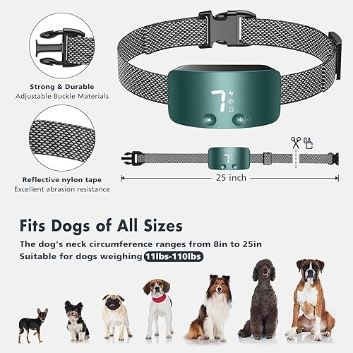 Miniatura 4 de NBJU Bark Collar for DogsRechargeable Anti Barking Training Collar with 7 Adjustable Sensitivity and Intensity Beep Vibration for Small Medium Large