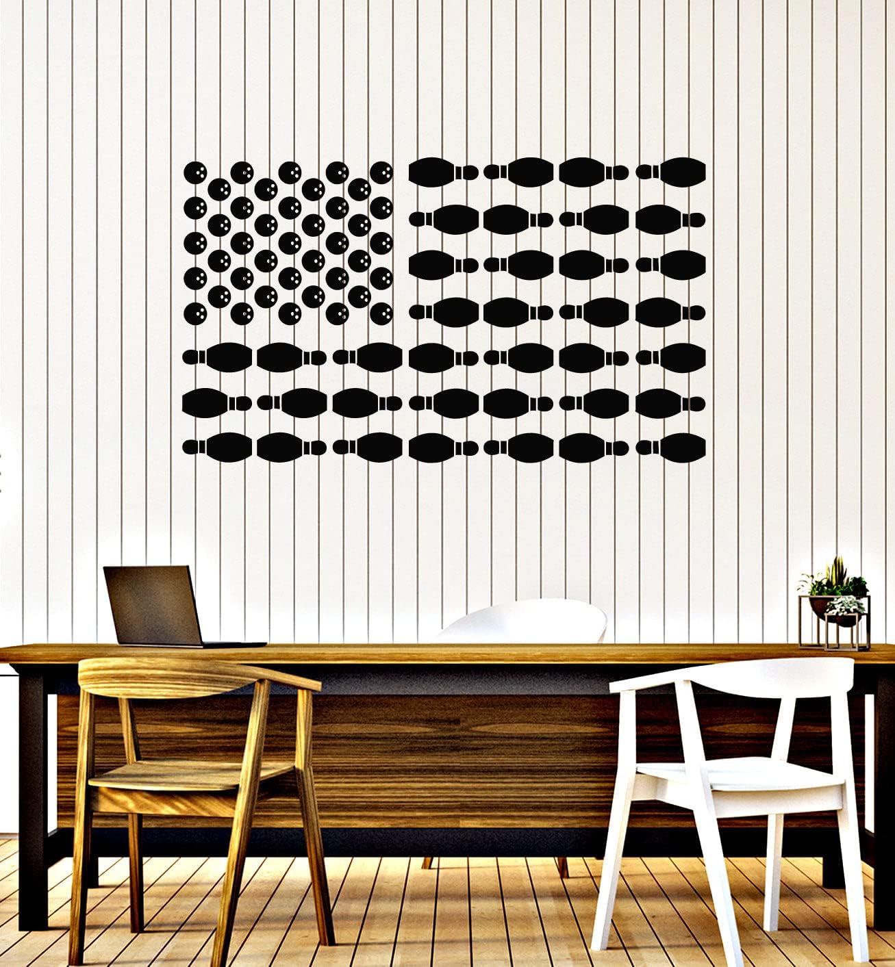 Vinyl Wall Decal Bowling Sport Entertainment Center American Flag Stickers Mural Large Decor (g6638) Black