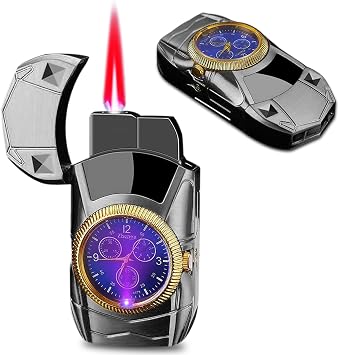 Torch Lighter, Cool Sports Car Lighter - Premium Metal Windproof Adjustable Red Flame, Refillable Butane Gas Lighter for Outdoor Indoor Without Butane, Ideal Gift for Men & Women-Black