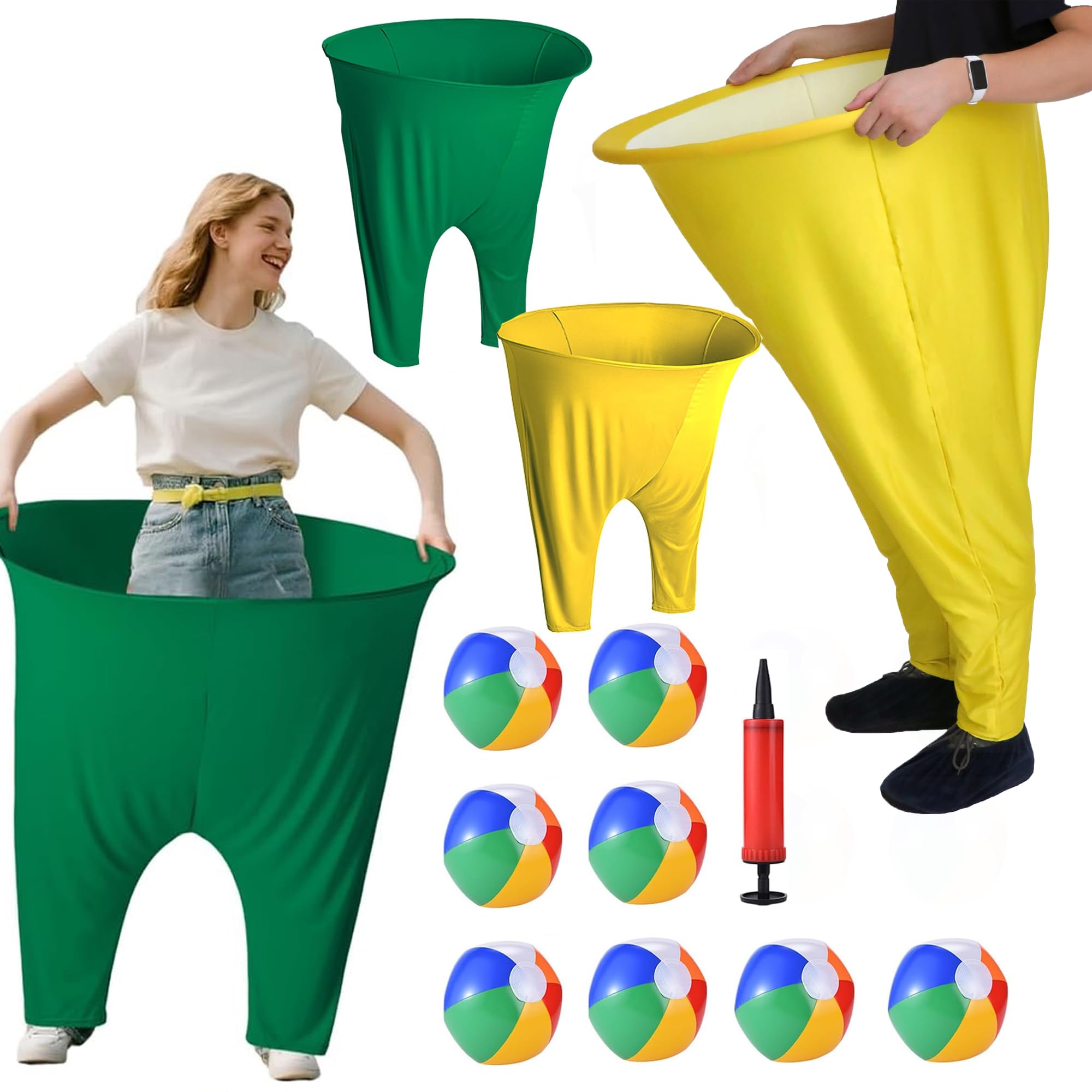 Granny Pants Yard Game Set, Granny Pants Game With 2 pants, 8 Throwing Bouncy Balls and 1 Pump, Funny Family games；party games adult； (4 Pants)