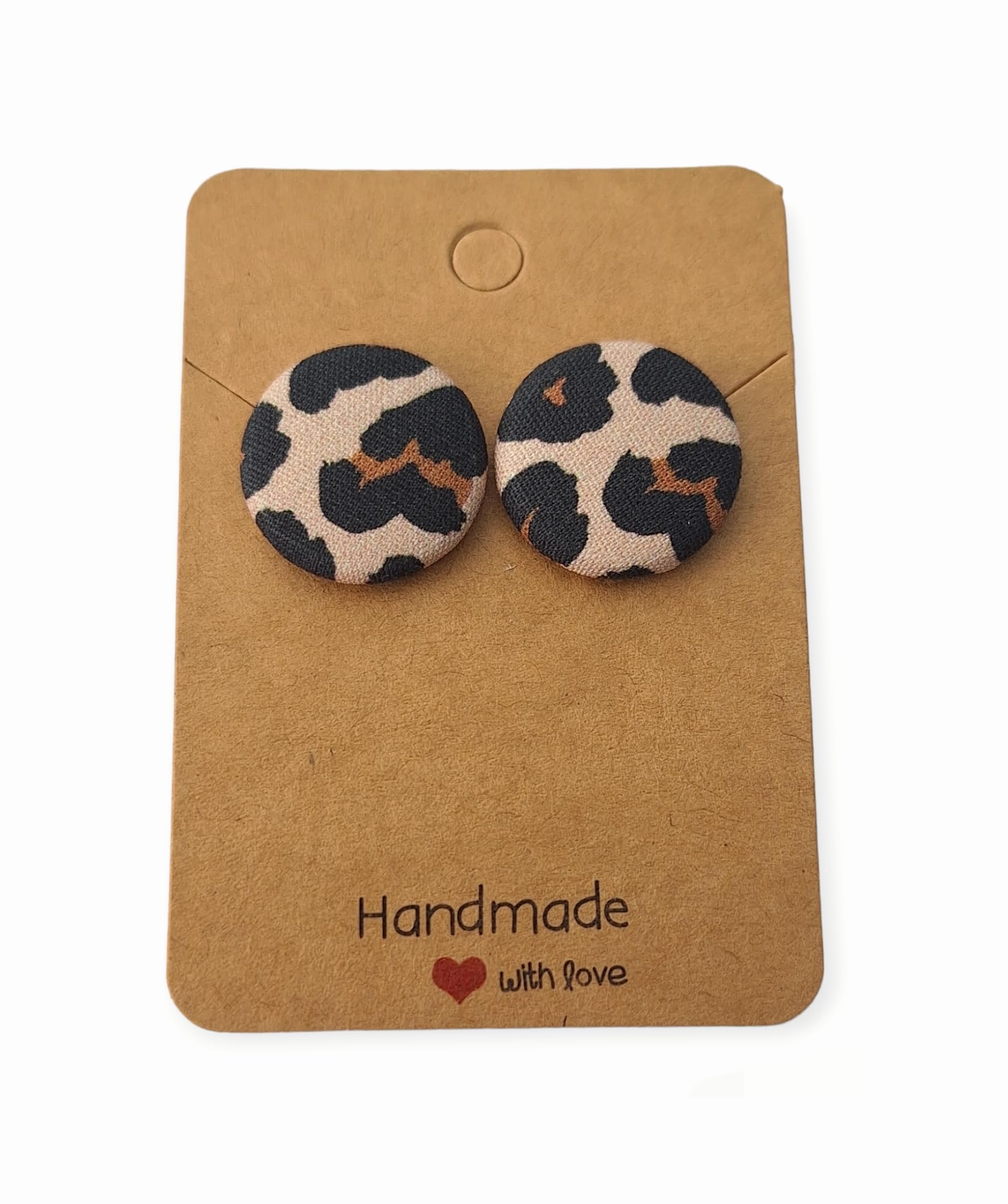 Ohrstecker mit Stoffknopf Leopard