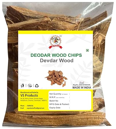 VS Products Deodar Wood Chips, Deodar 200g | Devdar Wood | Devadaru Wood | Cedrus Deodara Cedar Tree wood chips(Pack of 2 X 100gm)