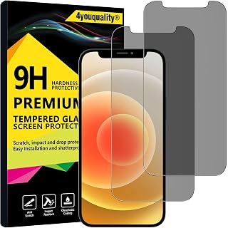 4youquality 2 Pack Privacy Screen Protector for iPhone 12 & iPhone 12 Pro 6.1 inch Tempered Glass Screen Protector Anti-Spy Shockproof Anti-Scratch