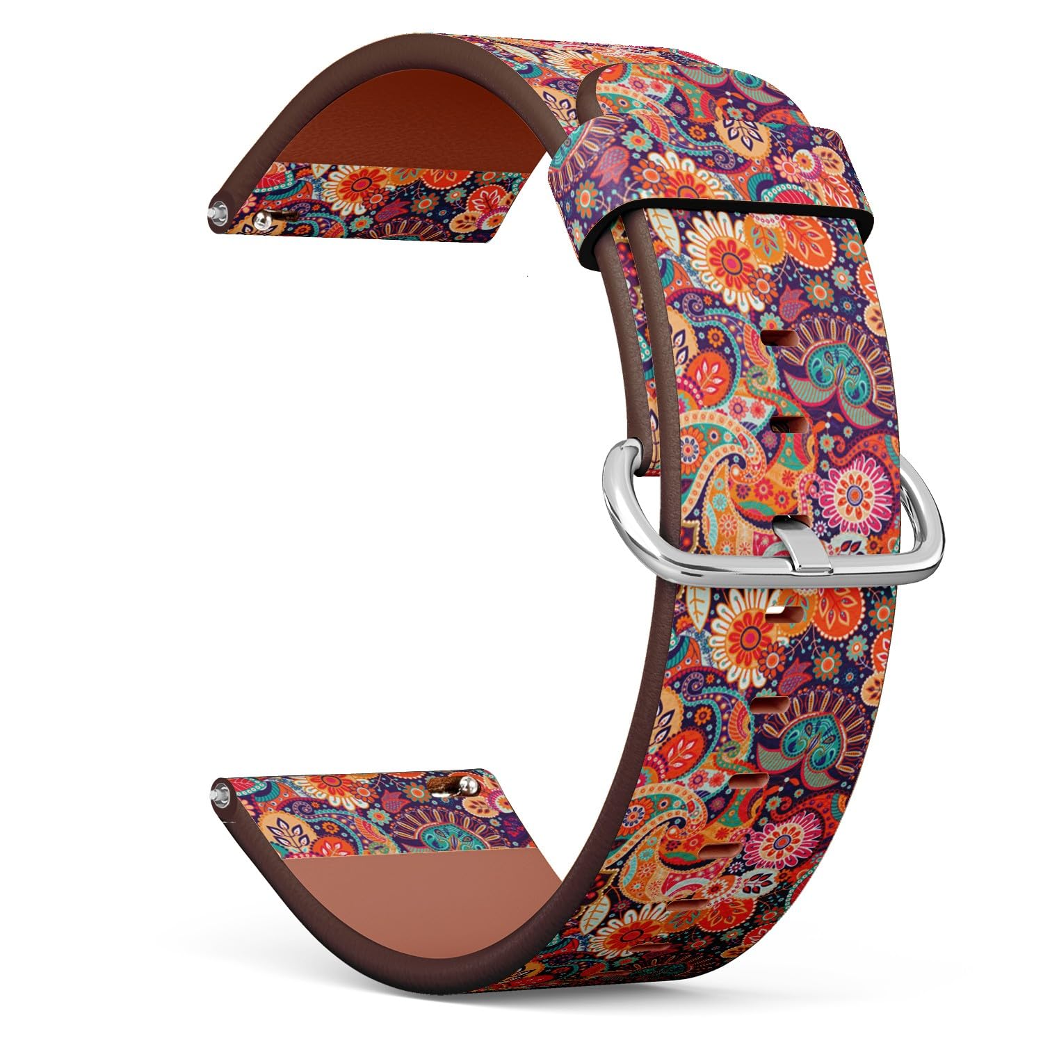 THAZEE Compatible with Amazfit GTS 4 / GTS 4 Mini/GTS 3 / GTS 2 / GTS 2e / GTS 2 mini/GTS, 20 mm Replacement Leather Watch Band (Bright Paisley) Smartwatch Strap Bracelet