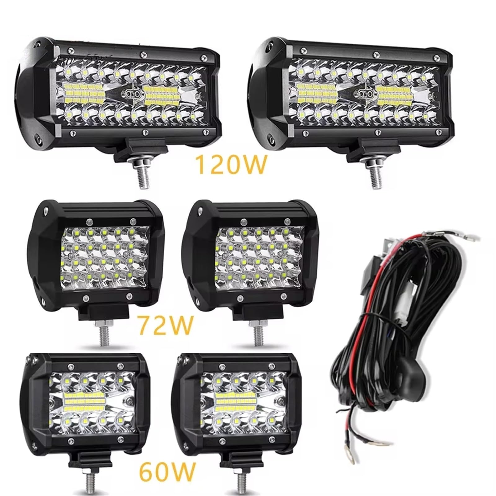 Faros Faro Barra Luces LED Para Coche Focos 4x4 Todoterreno Lámpara Antiniebla Faro Diodo 12V Y 24V Camión Tractor Granja Barco SUV ATV Barra Luz/luz Trabajo(120W 4 Piece)