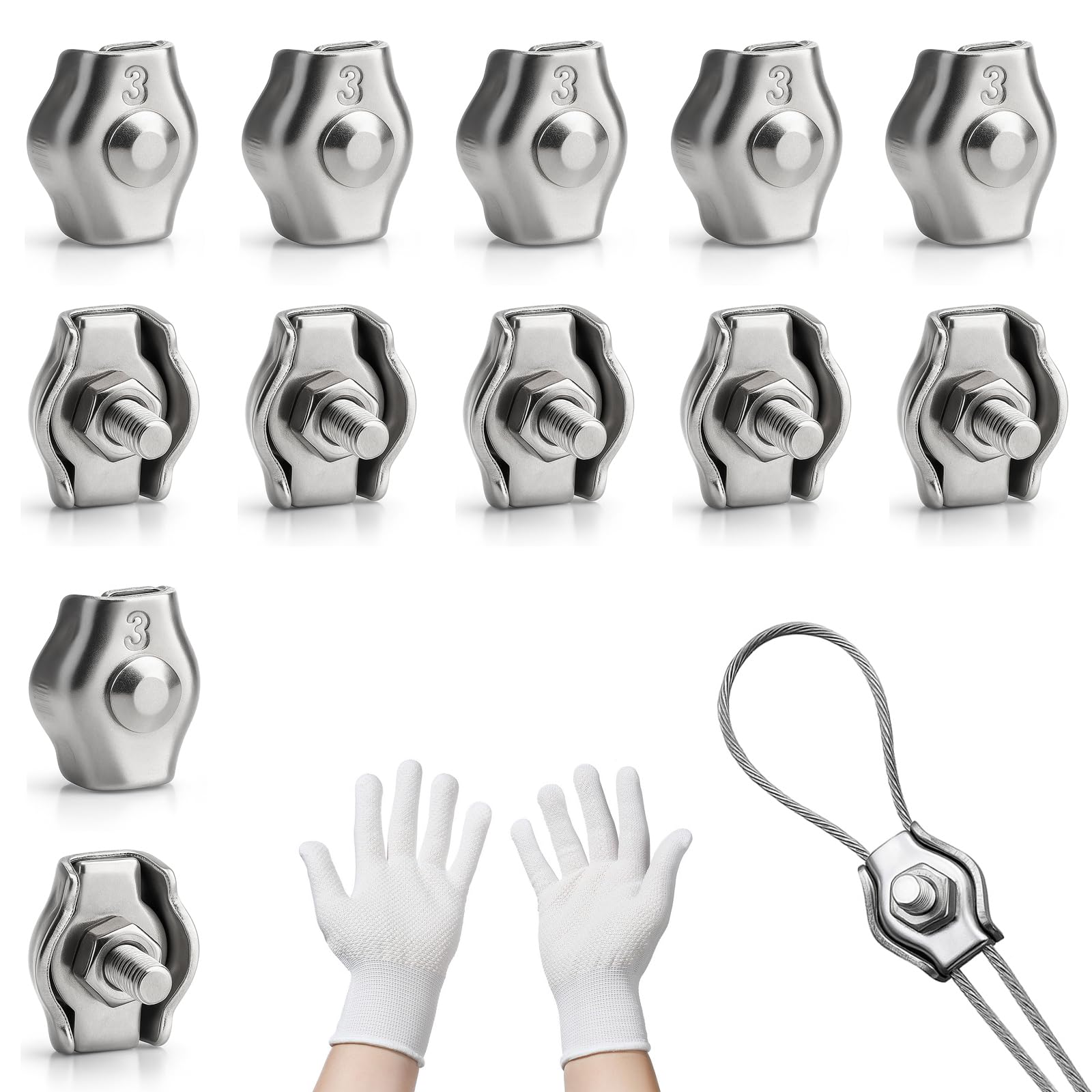 Filo Stendibiancheria Per Esterno Corde Per Stendere Il Bucato Esterno Stendibiancheria Da Esterno 10 Pezzi M4 Morsetto Duplex Morsetto Cavo A Fune Acciaio Inox 304, Morsetto Per Cavo Duplex Fune Metallica Clip - 4