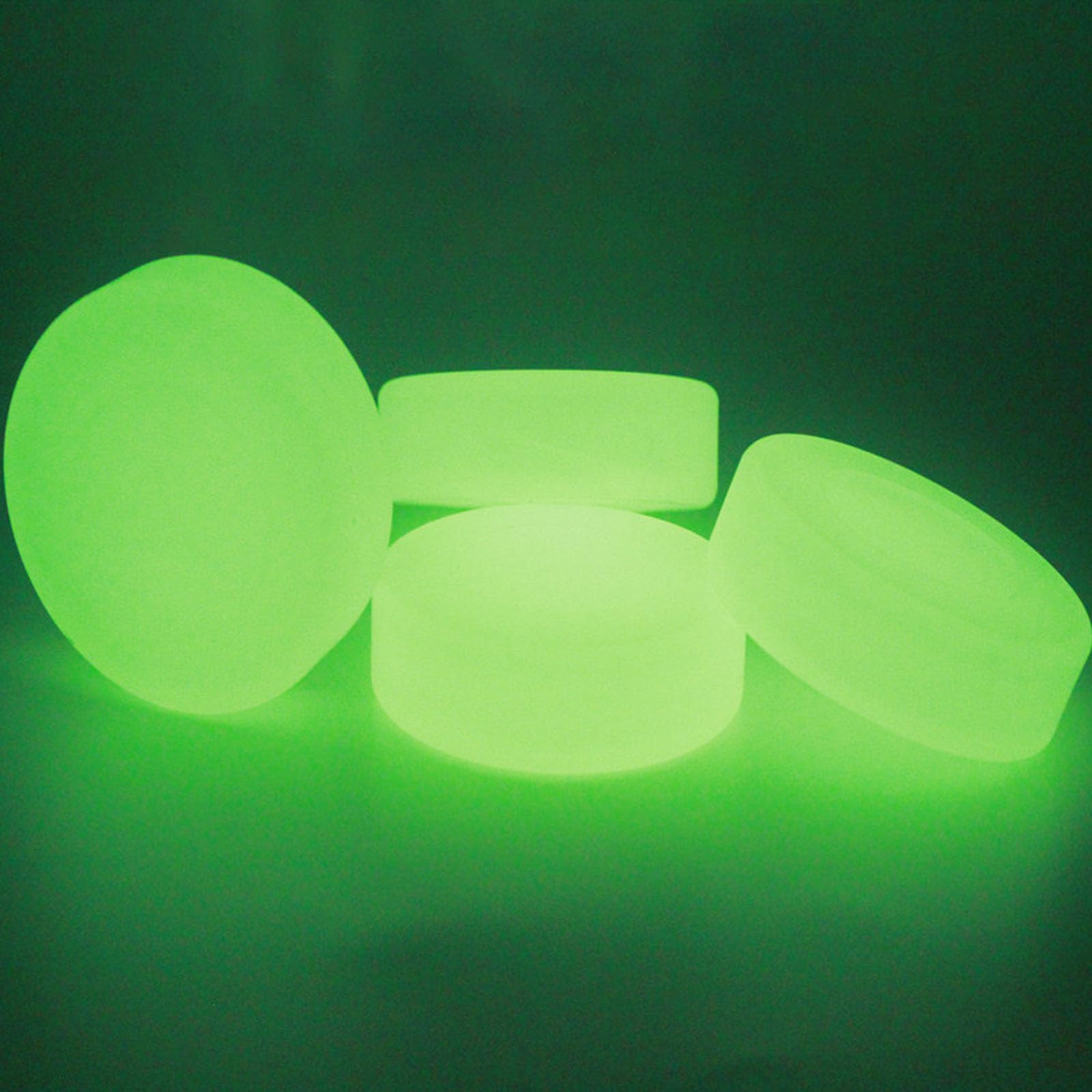 Yawolfe 5PCS Ice Hockey Puck Glow in The Dark Green Floor Party Pucks Bulk for Teens Adults Youth Outdoor Games Hockey Balls Glow in The Dark Road Roller Games