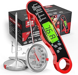 AWLKIM® 3 Pack Meat Thermometer for Cooking - 1 Pack Instant Read Digital Food Thermometer ＆ 2 Pack 2.5-in Extra-Large Dial Stainless Steel Kitchen Oven Meat Thermometers (Safe Leave in Oven)