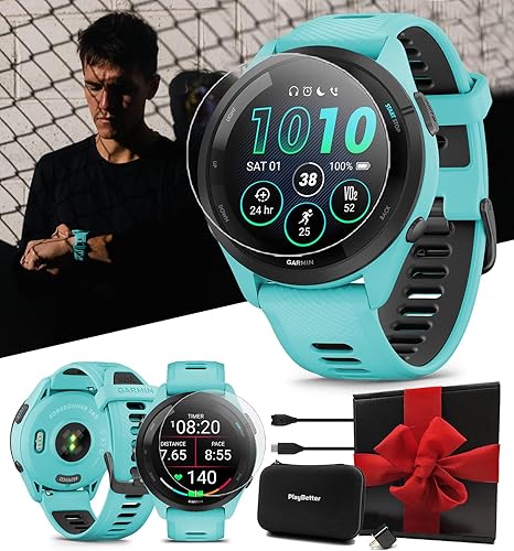 Garmin Forerunner 265 (AquaNegro) Reloj inteligente con GPS para correr  Pantalla AMOLED colorida, métrica de entrenamiento y información de
