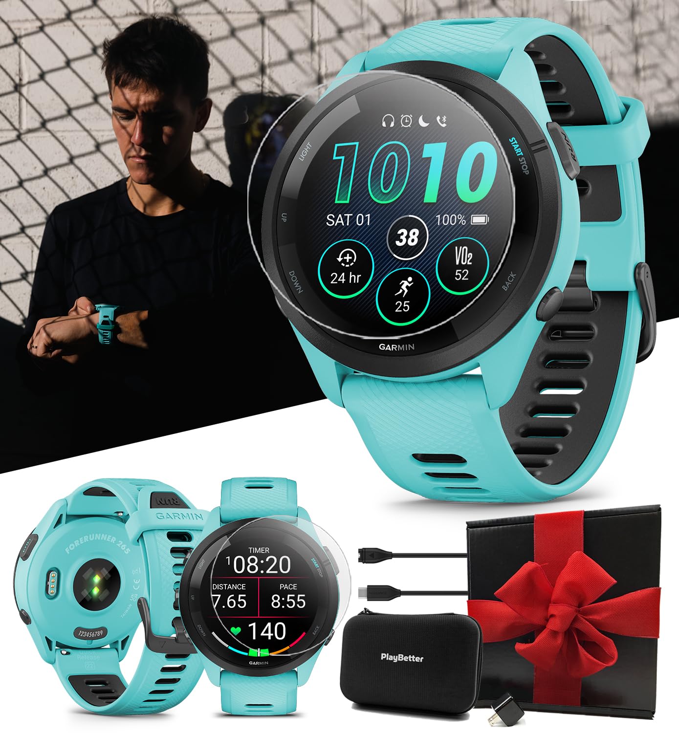 Amazon.com: Garmin Forerunner 265 (Aqua/Black) Running GPS  