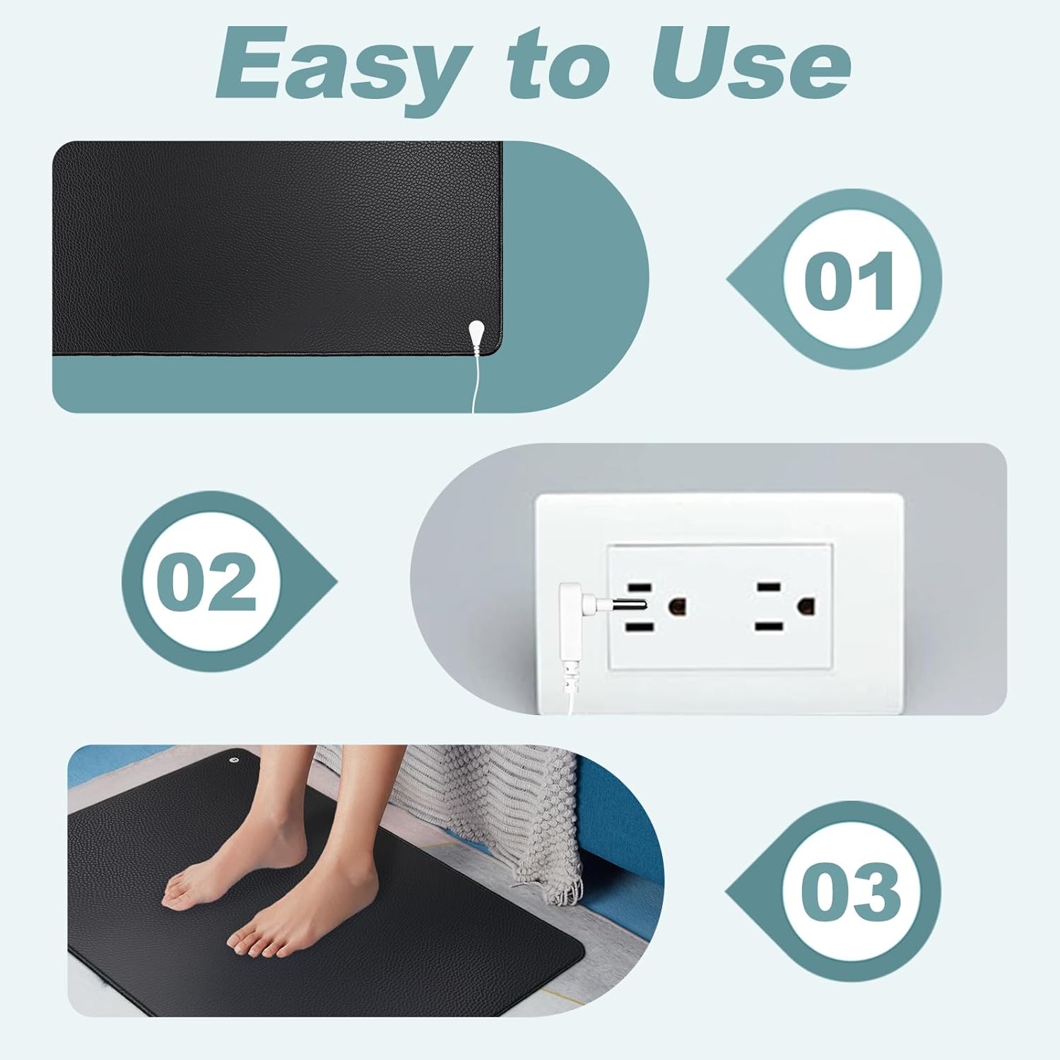 Grounding Mat Kit 35.4 x 23.6 Inches, Grounding Mat for Sleep, Energy, Pain Relief, Inflammation, Balance, Wellness.