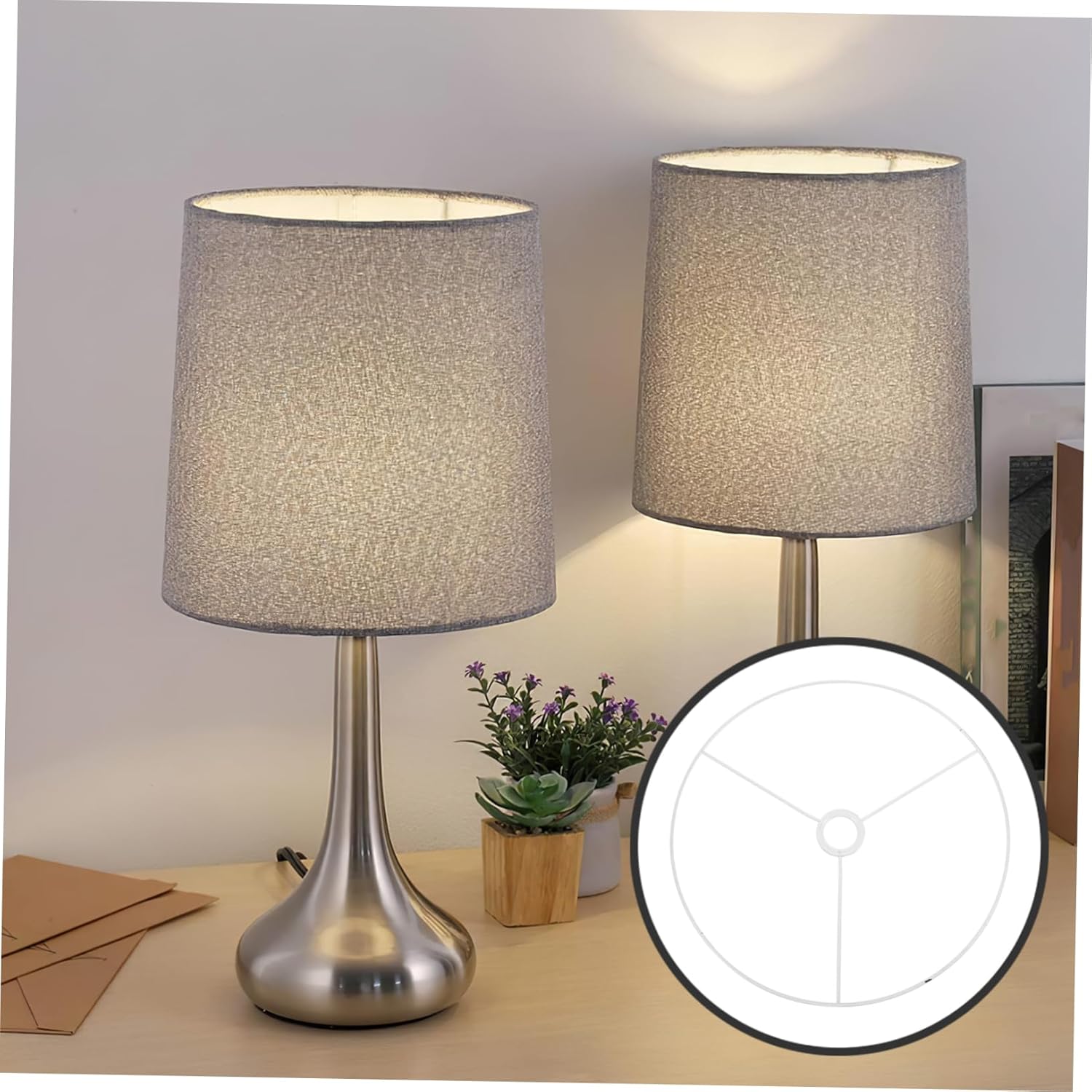 NUOBESTY 1pair Vintage Lampshade Frame Socket Light Cage Guard for Table Floor and Ceiling Lamps Sturdy Construction Resistant