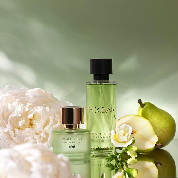 MIX:BAR Pear Blossom Hair + Body Mist, Bedroom Linen Spray - Notes of Pear, Petals, Apple, White Musk, Fruity Scent, 5oz