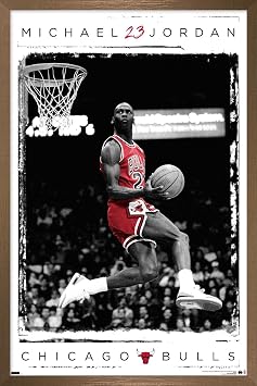 Trends International Michael Jordan - Dunk Wall Poster, 22.375" x 34", Bronze Framed Version